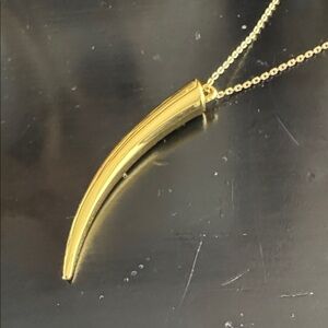 Italian Horn Tusk Pendant Necklace 22” Necklace